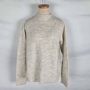BKE Knit Sweater Women's Small Mock Neck Long Sleeve Back Zip Light Cream